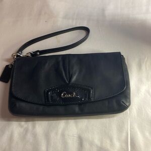 Coach  black leather, Ashley wristlet